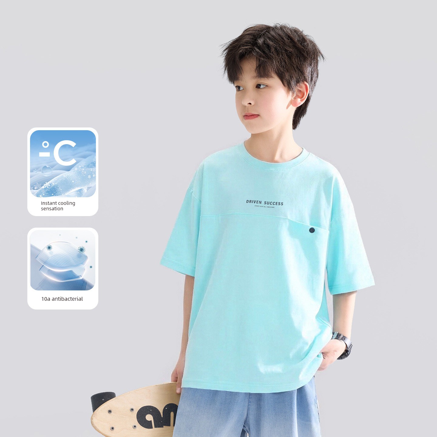 Zuoxi Children's Clothing Boys' Short-Sleeve T-Shirt Children's Cool Summer Wear 2026 New Model Boys' Large Children's Class a Antibacterial Top Trendy — 6