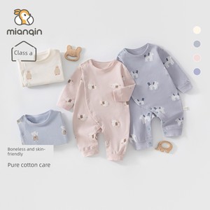 Baby Romper Early Autumn Pure Cotton Clothing Unisex Baby Monk-Style Outfit Home Wear Long-Sleeve Seamless Jumpsuit Craw
