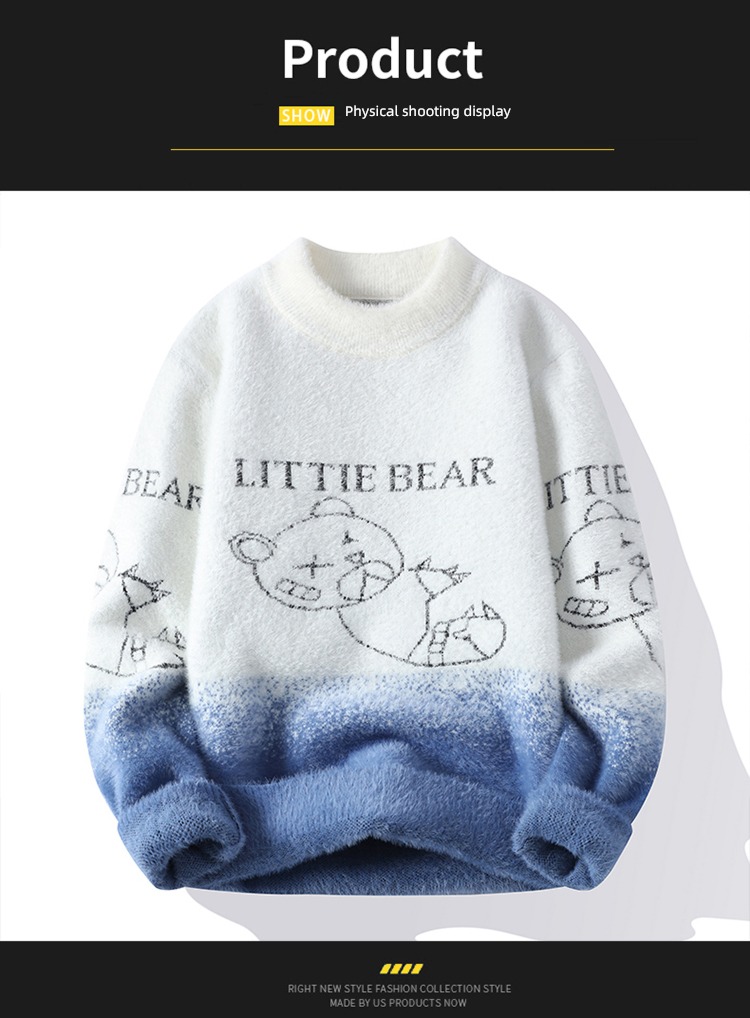 winter Plush solar system Retro trend tie-dyed Sweater