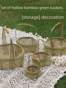 Handmade Bamboo Baskets, Fruit Baskets, Egg Baskets, Portable Baskets, Round Vegetable Baskets, Household Bamboo Crafts