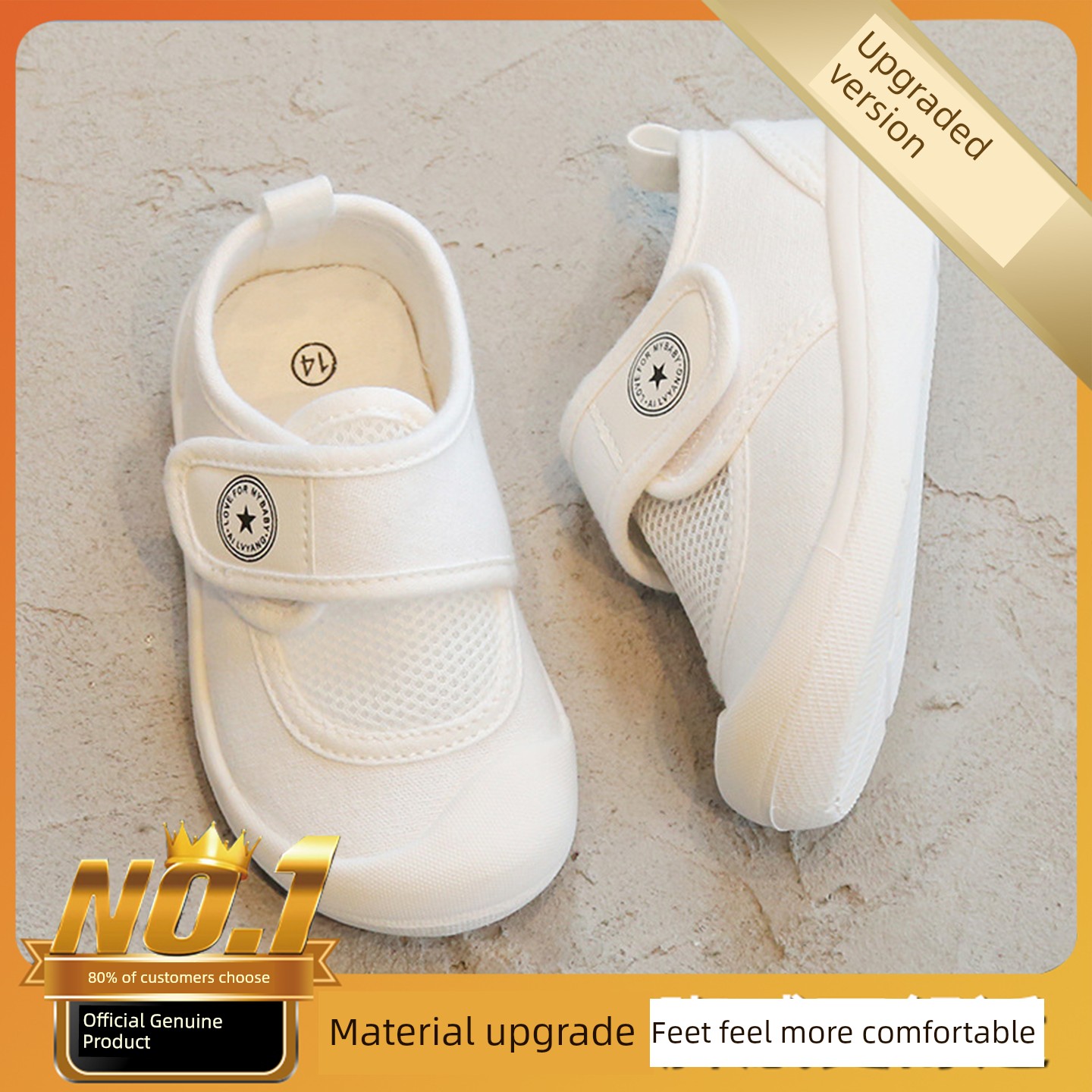 Kindergarten Indoor Shoes for Girls 2026 New Breathable Low-Top Soft-Soled Non-Slip Versatile Magic Tape White Shoes — 6