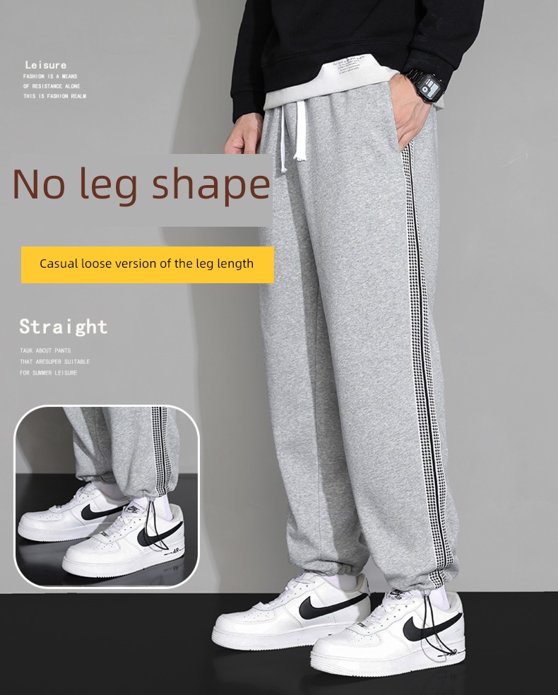 Pure cotton knitting Broad leg Drawstring leisure time man trousers