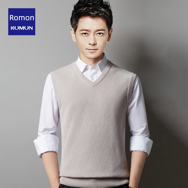 Romon V-neck Snow woolen cloth leisure time waistcoat sweater Vest