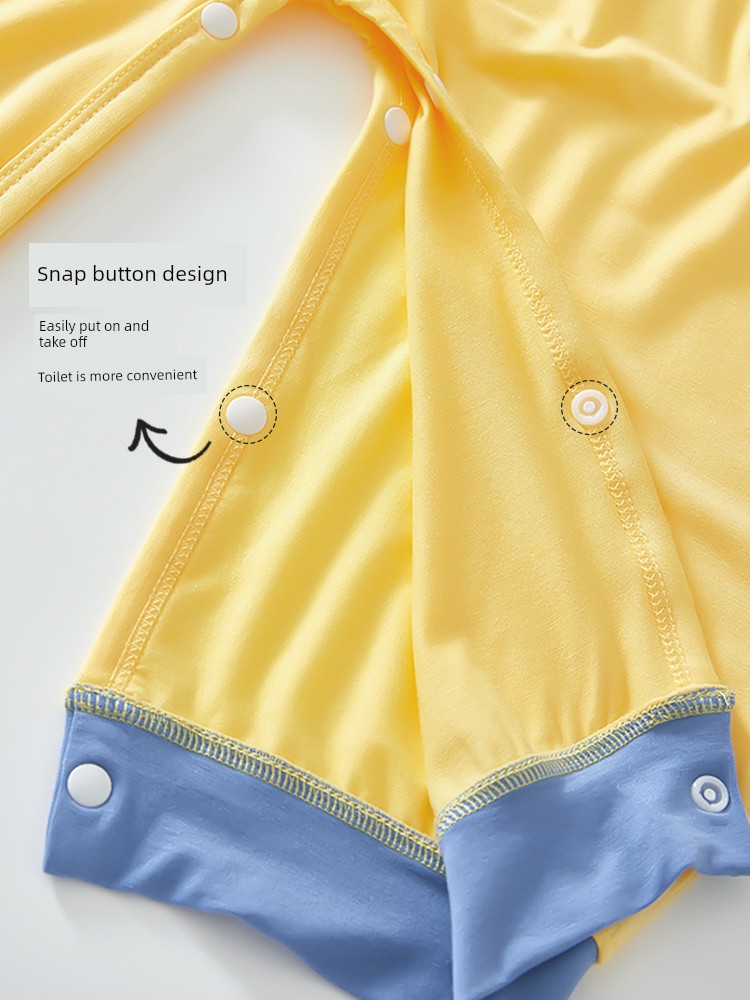 Spring, Summer, Autumn Double Layer Bellyband Boys and Girls One-Piece Pajamas — 5