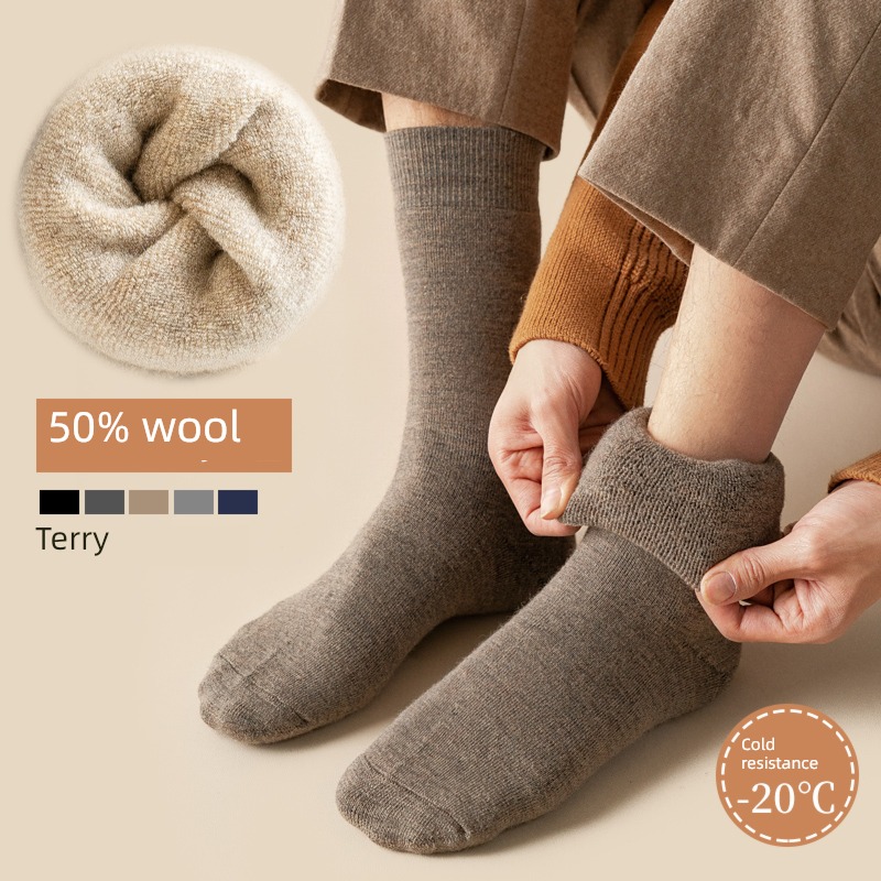 Sock man winter Plush keep warm sleep Wool socks