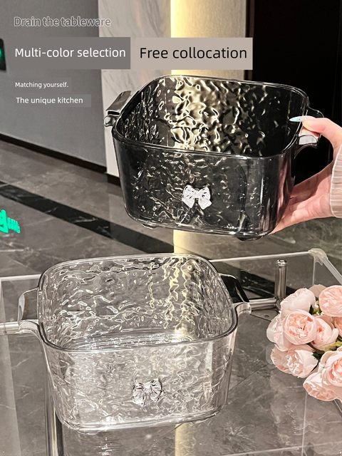 High-value double-layer vegetable wash basin drain basket multi-functional kitchen household new fruit tray living room vegetable wash basket