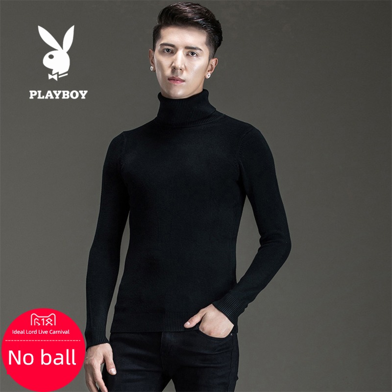Self-cultivation Plush No pilling black man High collar sweater