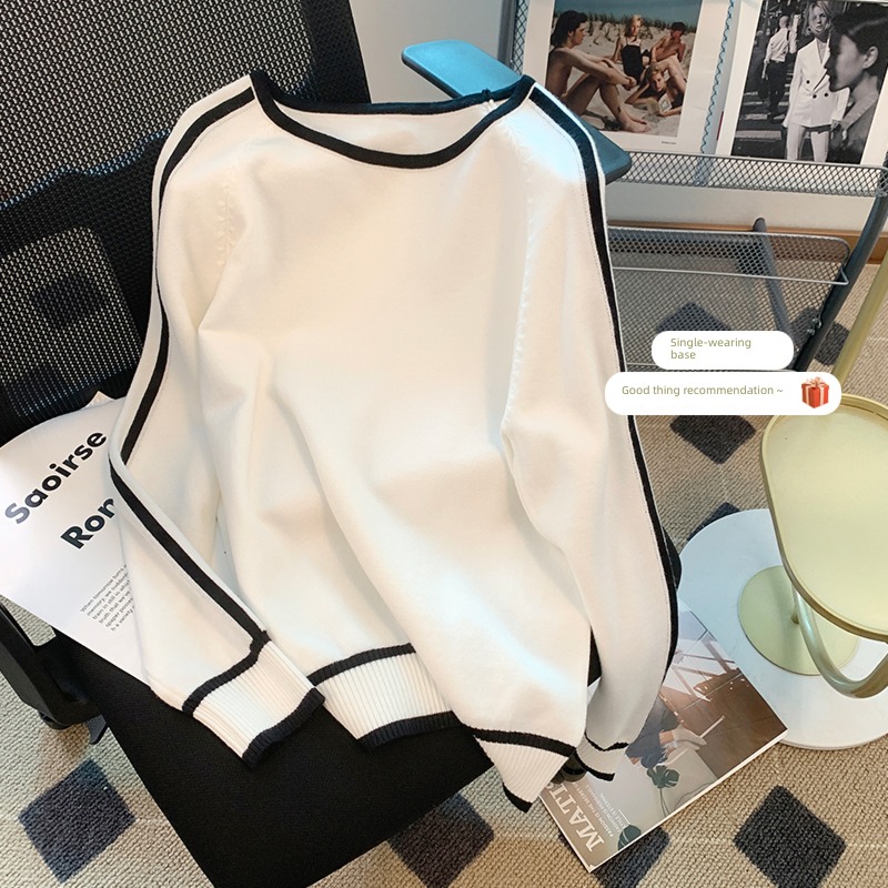 A lady of temperament Spring  Condom stripe Sweater