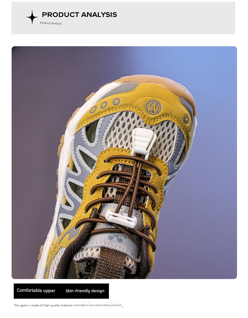 Babudou Boys' Sports Shoes 2026 New Summer Children's Mesh Breathable Non-Slip Hiking Thin Mesh Shoes with Hollow Design — 5