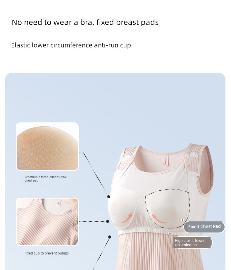 Fish Tail Design Covers the Body | Breathable Nursing Vest for Spring and Autumn, No Need to Wear a Bra, Suitable for Going Out, Postpartum Breastfeeding — 24