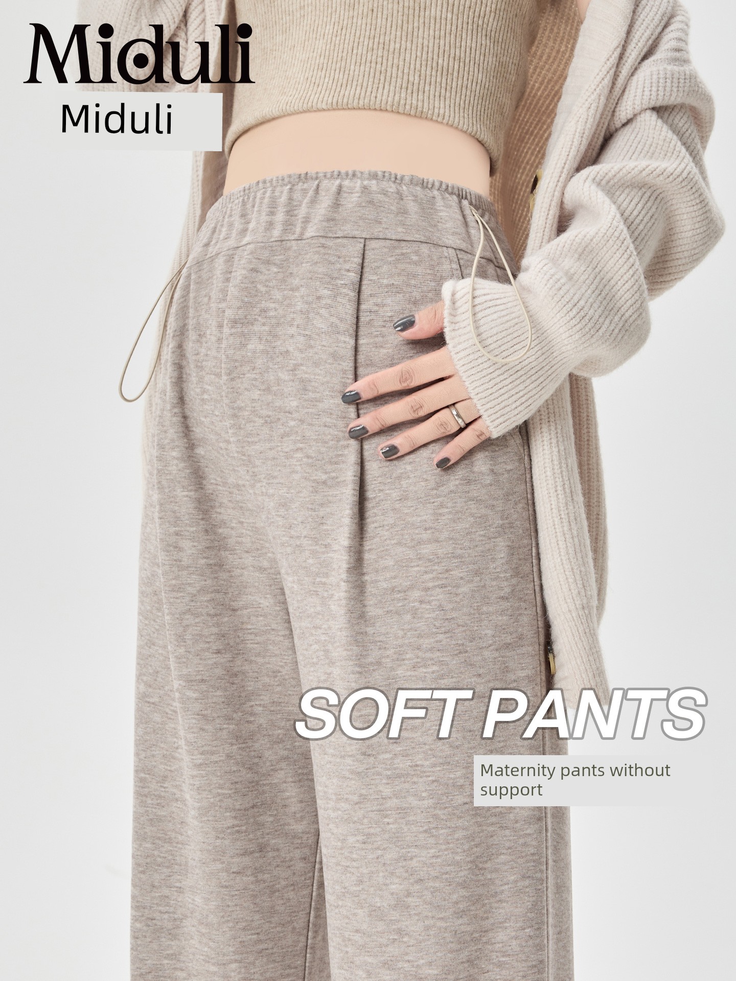 Maternity Pants for Autumn, Wide-Leg Pants That Don'T Squeeze the Belly, Fall and Winter Fleece-Lined, Plus-Size Long Pants for Pregnant Women, Autumn Wear