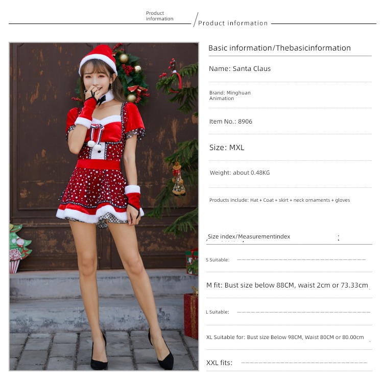 Christmas clothing adult ma'am Clothes & Accessories Christmas Dress festival party Dress up Santa Claus suit Stage outfit