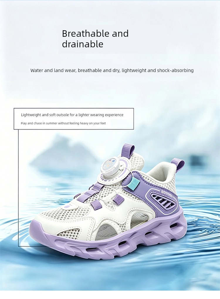 Babudou Kidsren's River-Tracing Shoes, Outdoor Sports Sandals, Girls' Summer New Style Water-Wading Slip-On Beach Shoes — 4