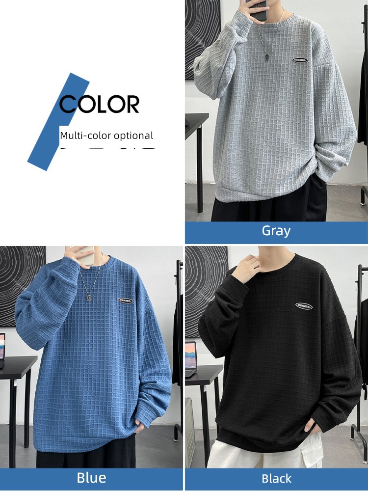 Texture sense man Solid color leisure time Long sleeve Round neck Sweater