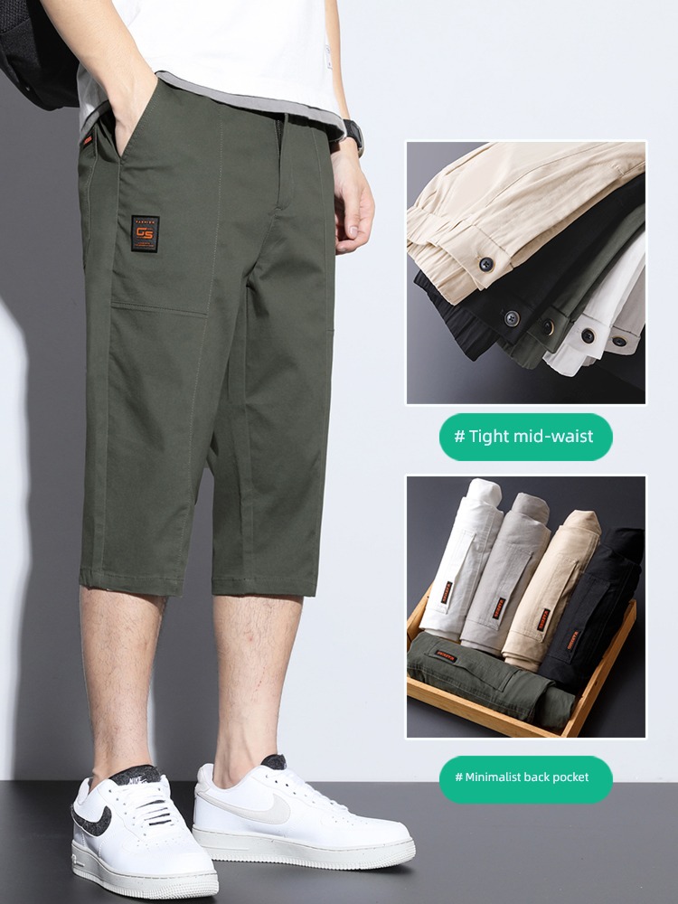 man summer Thin money leisure time pure cotton easy Cropped Trousers