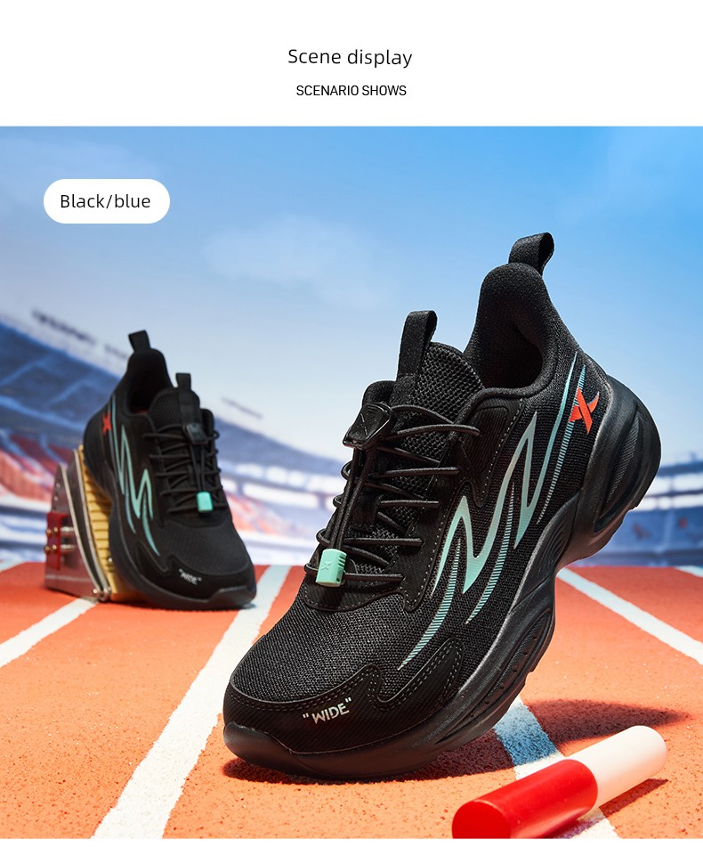 Xtep Children's Shoes Autumn New Model Boys' Sports Shoes with Buckle Breathable Mesh Running Shoes for Older Children Wide-Fit Shoes — 14