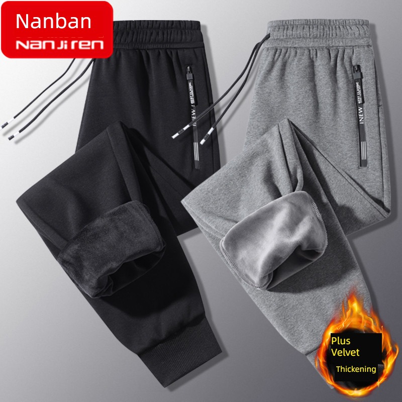 NGGGN Plush thickening keep warm Men's style leisure time sweatpants
