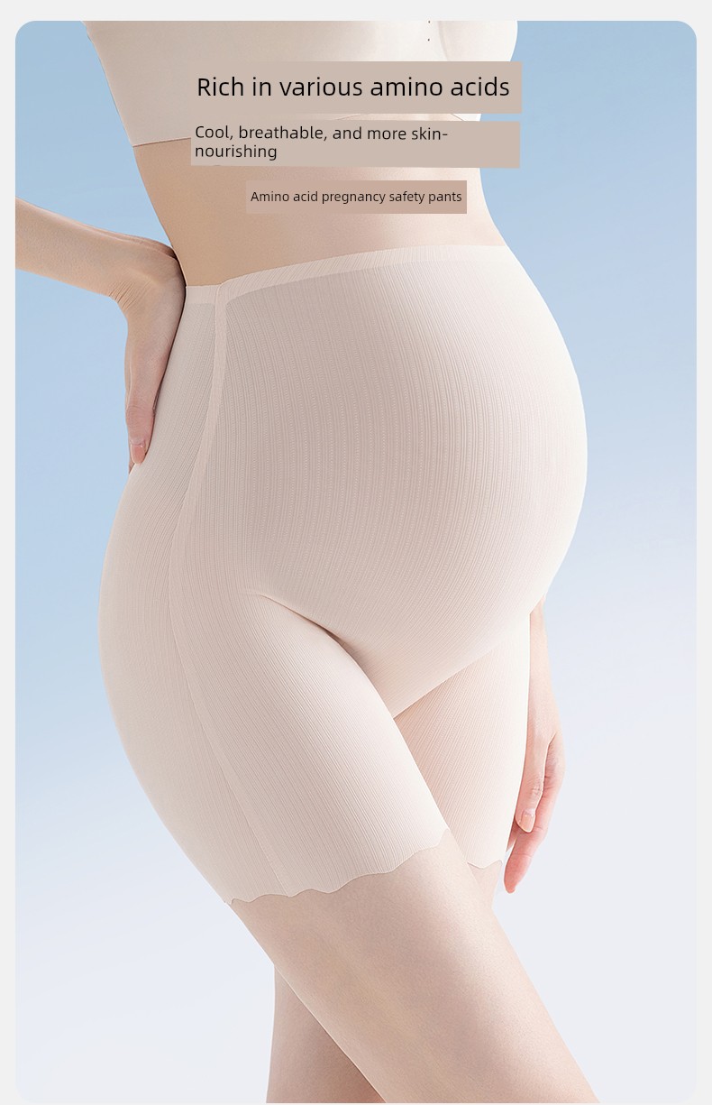 Manxi Maternity 2-in-1 Safety Shorts Anti-Exposure Underwear Low and High Waist Leggings Spring/Summer Thin Ice Silk Shorts — 2