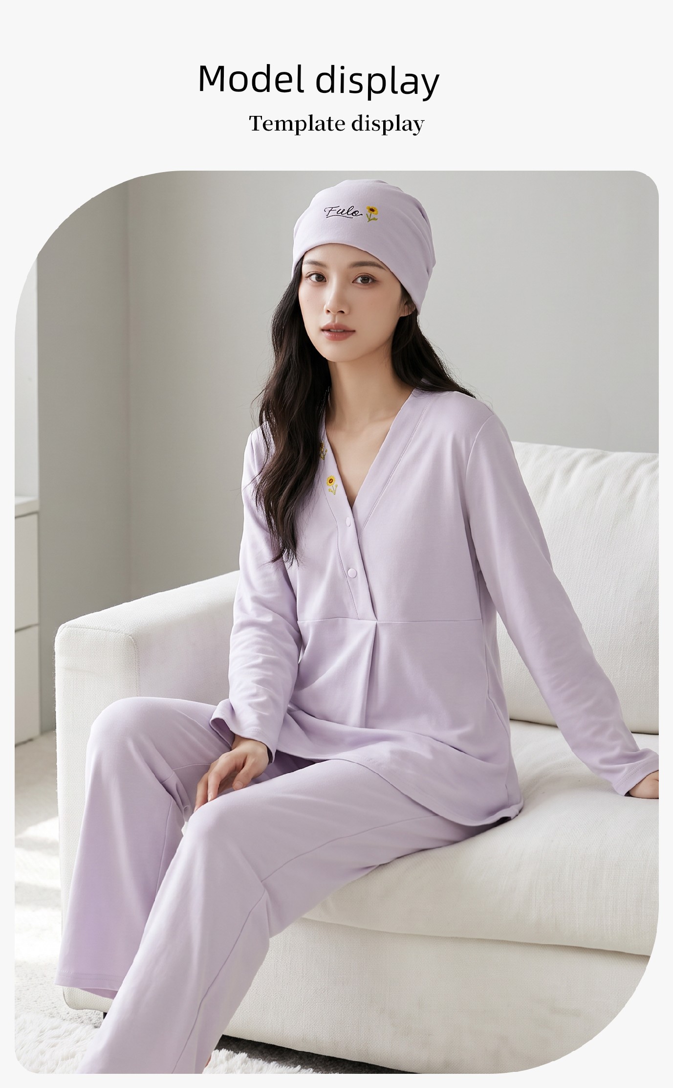 Hat with Chest Pad, Autumn and Winter Maternity Wear, Pure Cotton Nursing Pajamas, Spring and Autumn Postpartum Maternity Wear, Non-Tightening Home Wear — 14