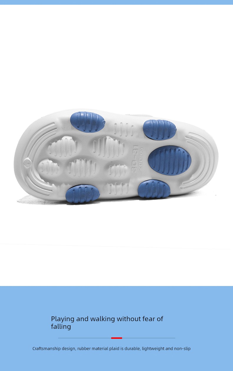 Boys' Summer Slippers, Children's Clogs, Big Kids' Soft-Soled Non-Slip Beach Shoes, Outdoor Dual-Use Boys' Closed-Toe Sandals — 8
