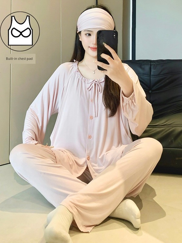 Modal Maternity Pajamas with Chest Pads, Summer Thin Style, Suitable for Postpartum and Breastfeeding Mothers, Spring and Summer Models — 3