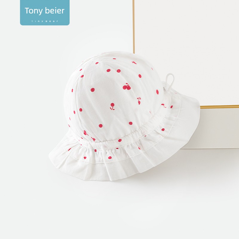 Tony Bear Baby Hat Summer Thin Style Pure Cotton Sun Protection Adjustable 0-3-6 Months Spring and Autumn Baby Sun Hat — 1