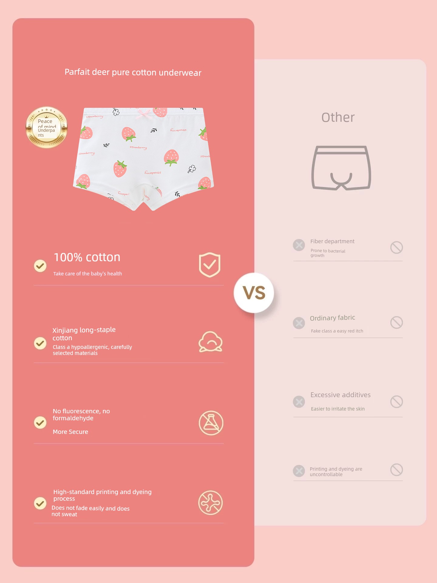 Girls' Underwear for Older Children, Pure Cotton, Class A, Four-Corner Style, for Little Girls, Baby, All-Cotton Children's Boxer Shorts That Don'T Pinch — 3