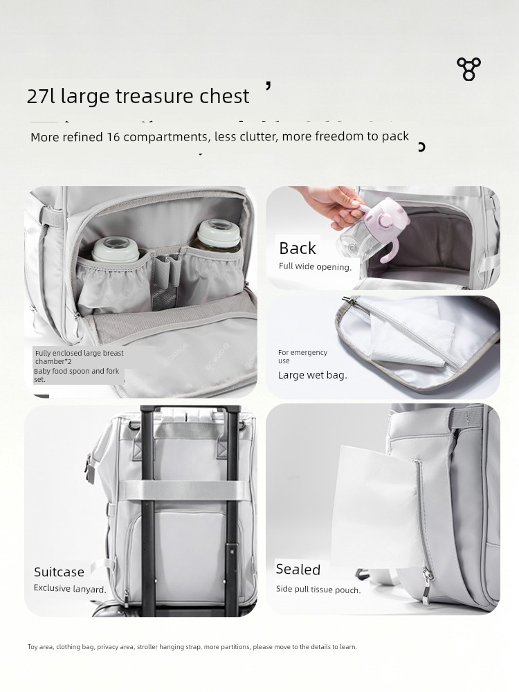 [New Product] Alamom Mommy Bag Large Capacity Fashionable Multifunctional Lightweight Backpack for Mother and Baby Outings