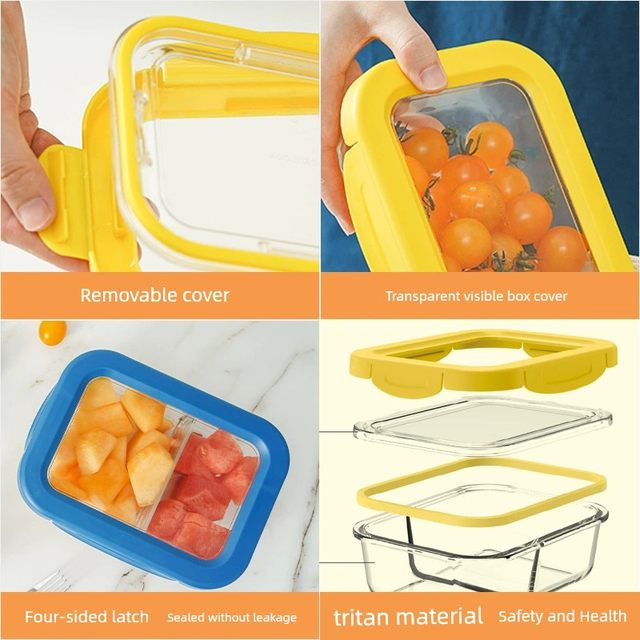 Lock Lock Heat-resistant Glass Fresh-keeping Box Lunch Box Microwave Box Special Bento Box Heatable Refrigerator Storage Sealed