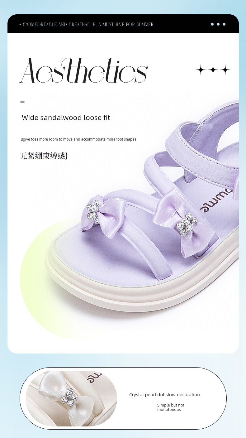 Fuluo Mi Girls' Sandals Kidsren's Summer Shoes 2026 Summer New Soft-Soled Sports Baby Girl Princess Shoes — 3