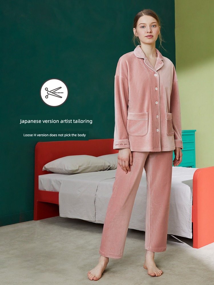 lovers pajamas Island velvet man female leisure time Red bean