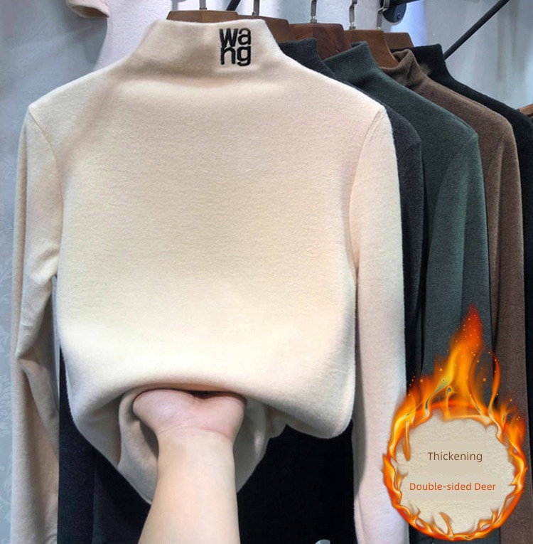 Fat mm Half high collar Wool winter Wear out Sweater