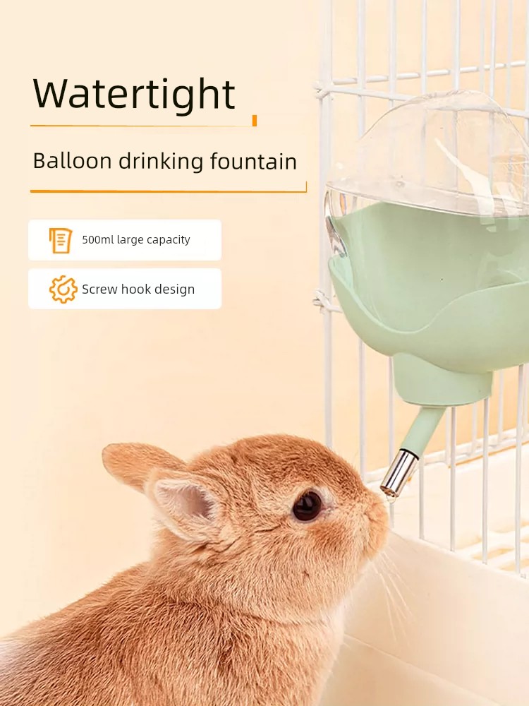 兔子飲水器滾珠式飲水壺掛式喝水氣球花高顏值倒置不漏大容量500ml (8.3折)