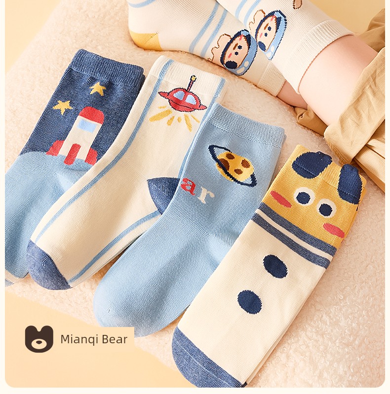 [100% Cotton] Children's Socks Autumn Boys' Pure Cotton High-Tube Socks Boys' Autumn and Winter Full Cotton Long-Tube Baby Socks — 4