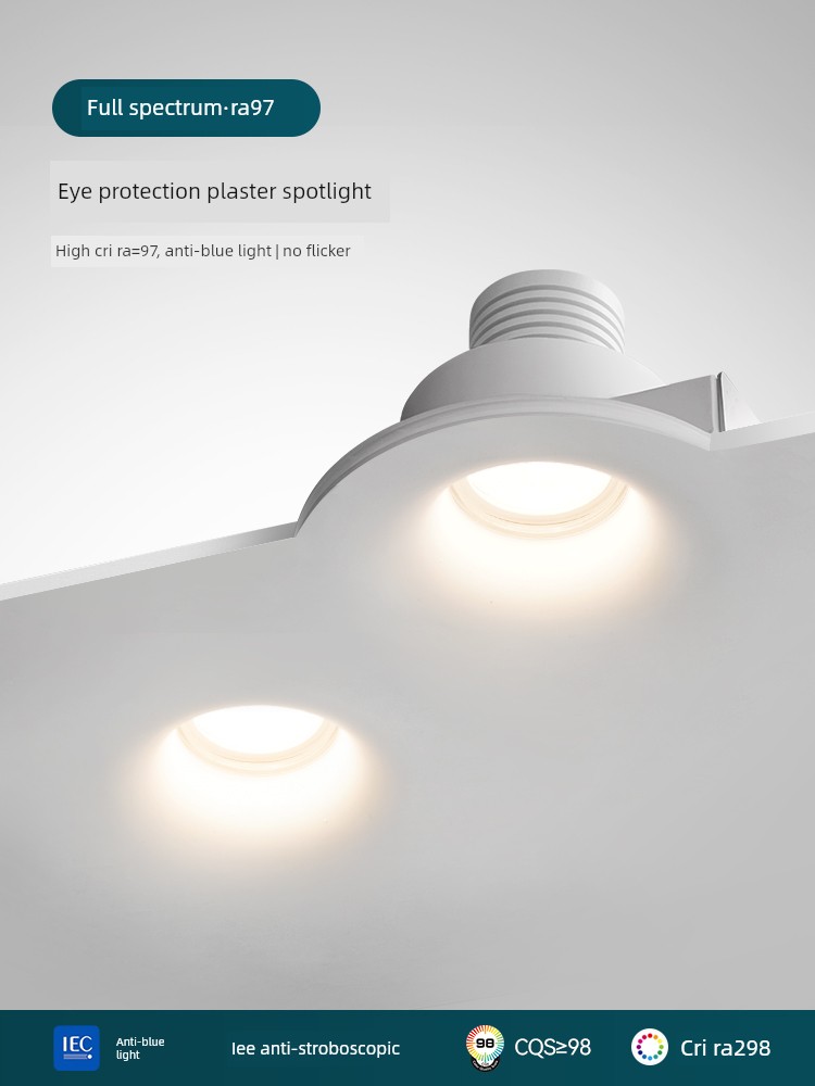 Full Spectrum Gypsum Lamp Spotlight Frameless Led Eye-Protection Smart Living Room Anti-Glare Embedded Cob Downlight