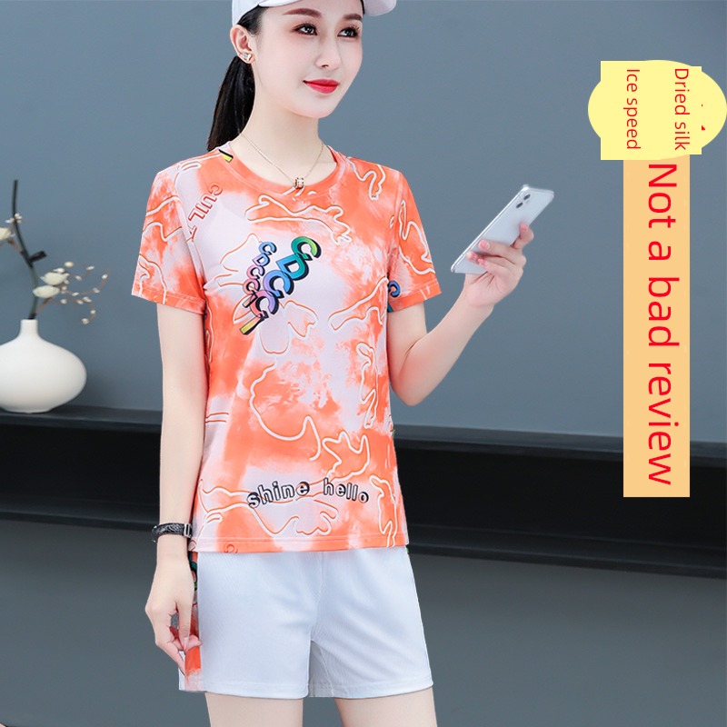 Ice silk Short sleeve T-shirt quick-drying Two piece set Athletic Wear