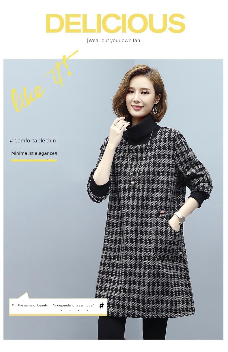 Autumn and winter thickening Plush houndstooth  Foreign style Dress