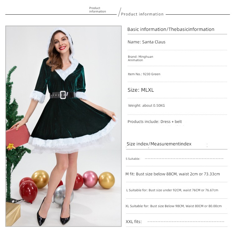 Christmas clothing adult ma'am Clothes & Accessories Christmas Dress festival party Dress up Santa Claus suit Stage outfit