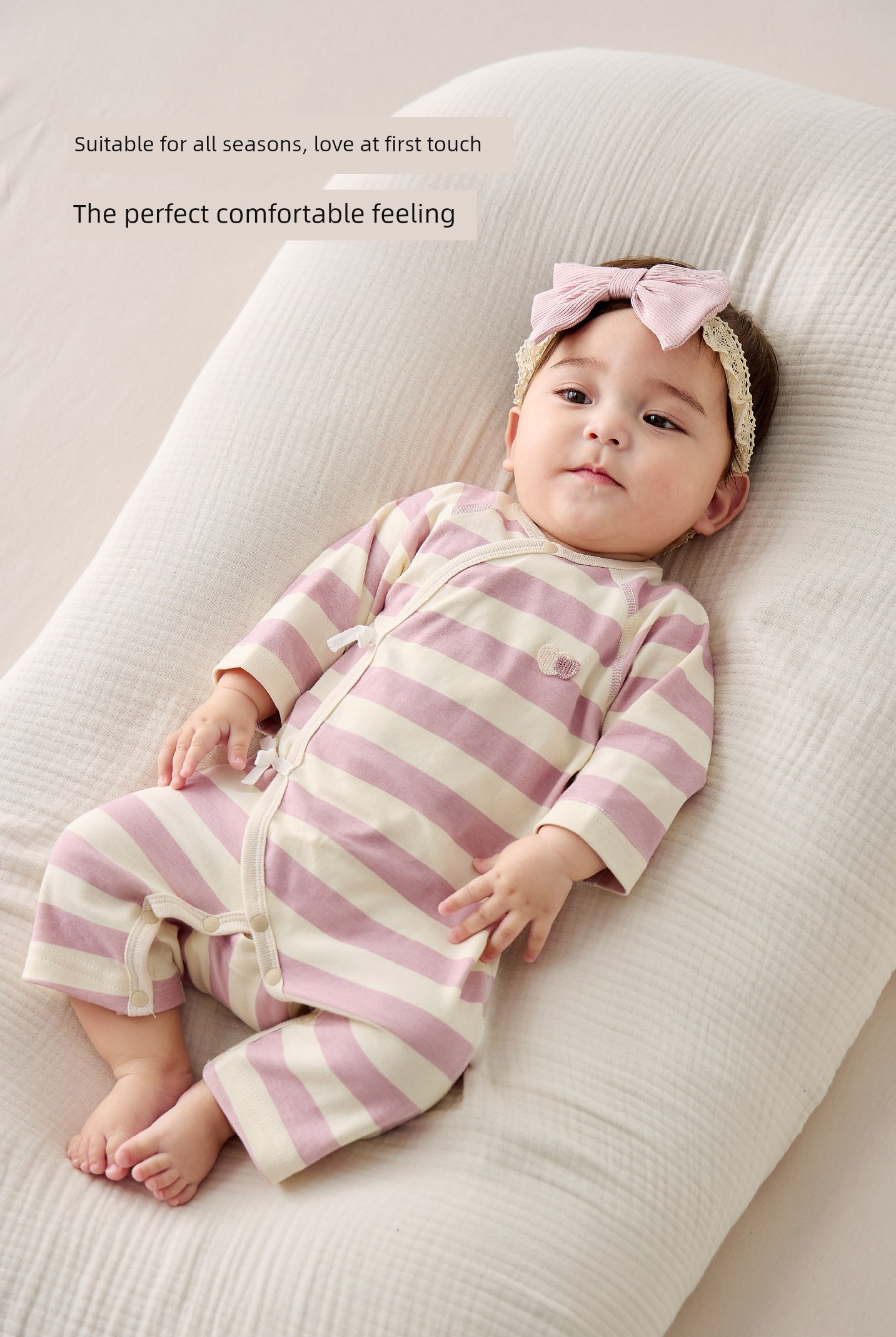 Baby Jumpsuit Autumn Romper Newborn Pure Cotton Pajamas Striped Newborn Baby Clothes 2-Piece Set — 7