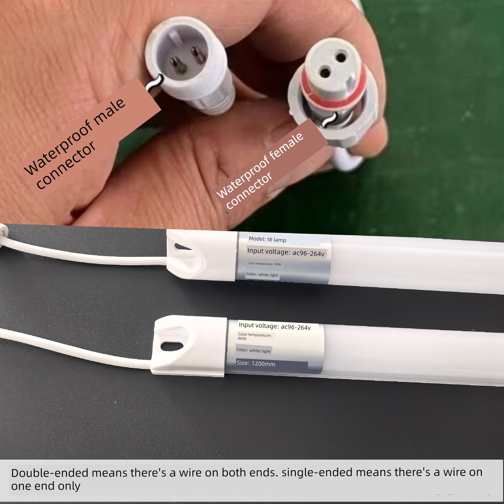 T8 Light Tube, Led Waterproof Light, Special Light Tube for Freezers, Light Tube for Wind Curtain Cabinets, Light Tube for Display Cabinets, Color Temperature 8000K