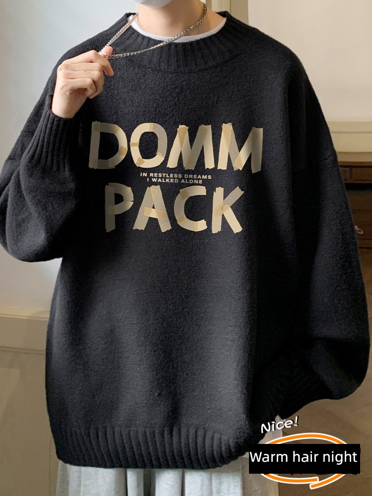 Chaopai American style Retro easy Lazy wind Round neck sweater
