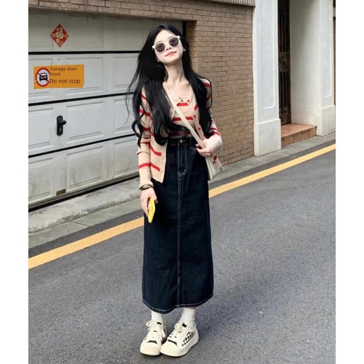 fashion Sense of design female suit ins cowboy skirt
