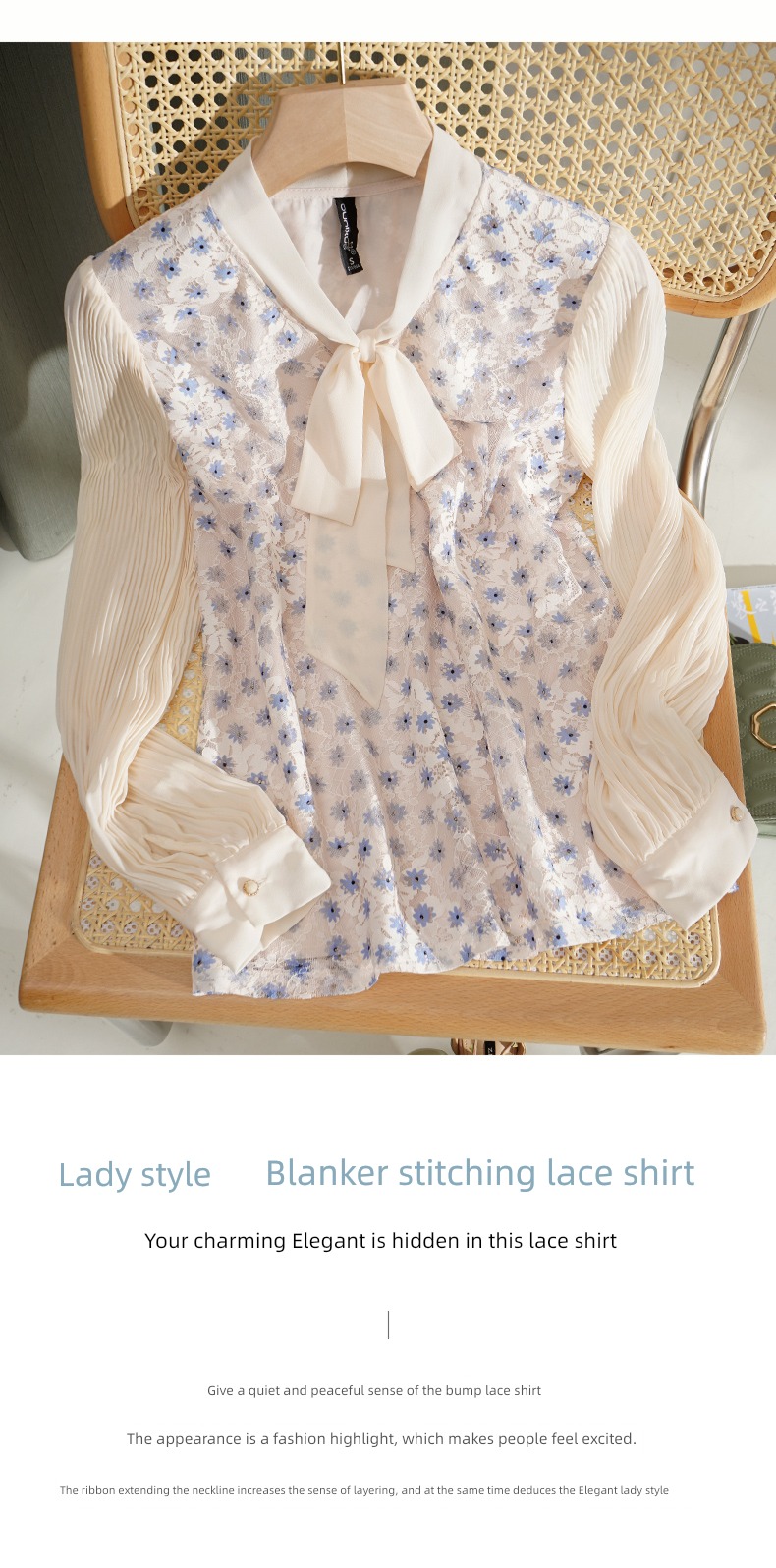 Ou Ni Xue Korean version Frenulum Long sleeve bow printing
