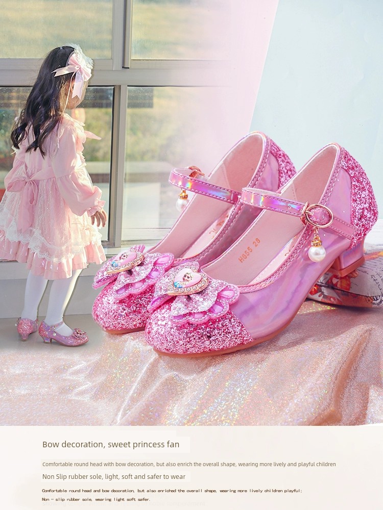 High Heel Elsa New Arrival Dance Children's Leather Shoes — 4