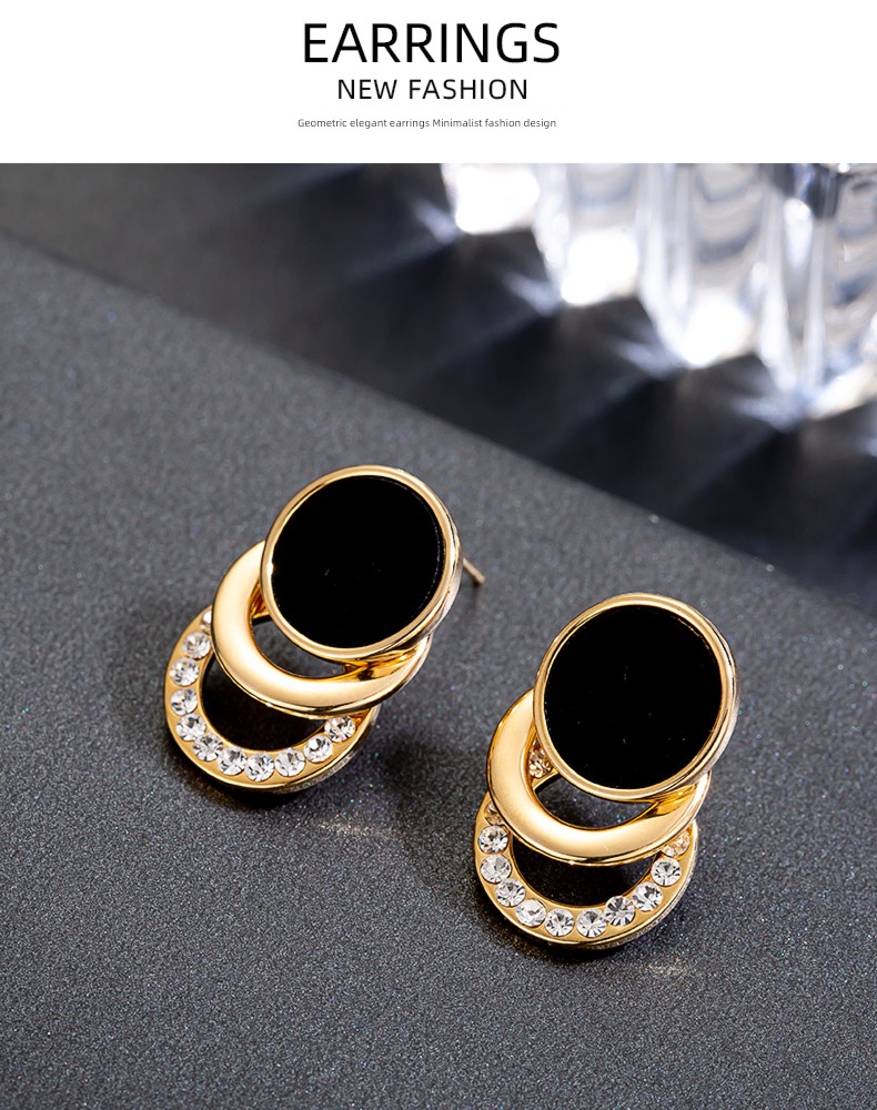 Ear Studs round face Autumn and winter female Internet celebrity Minority geometry