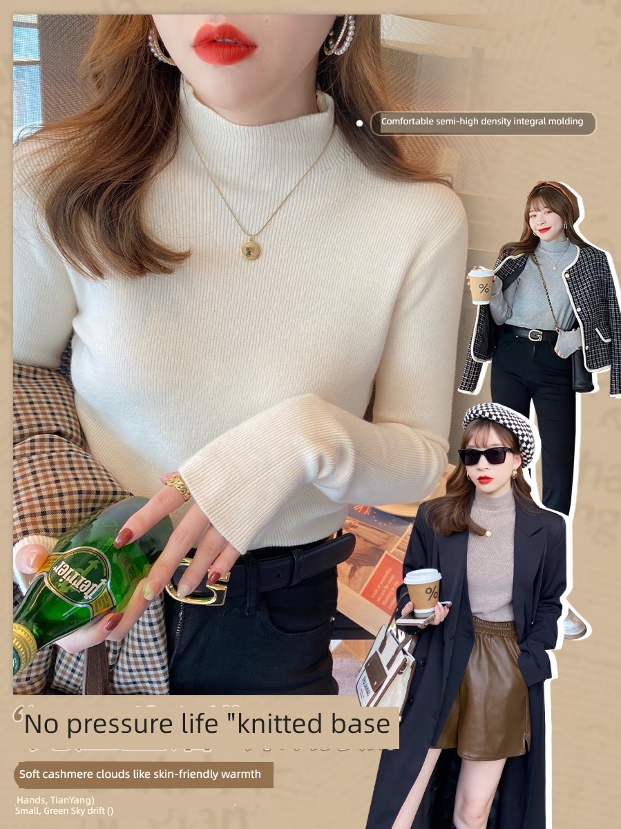 Half high collar Cashmere female Autumn and winter Inner lap Soft waxy Undershirt