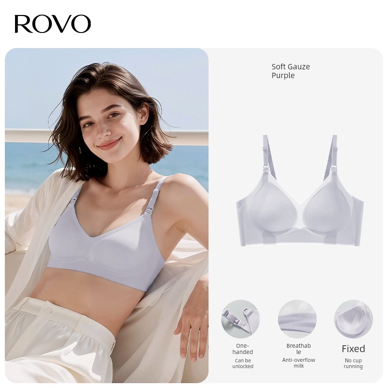 Rovo Maternity Nursing Bra, Summer Thin Style, Anti-Sagging, Specially Designed for Breastfeeding, 2026 Ultra-Thin Sleep-Wearable Bra — 5