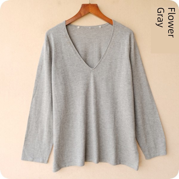 Women V-neck real silk wool blend  Thin money Spring