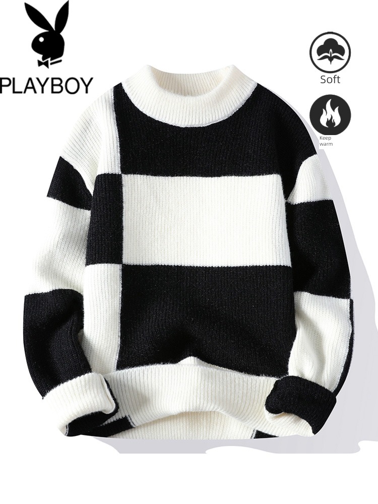 dandy Color matching sweater man Autumn and winter new pattern Chaopai Korean version schoolboy Sweater keep warm Lay a foundation Thread clothes