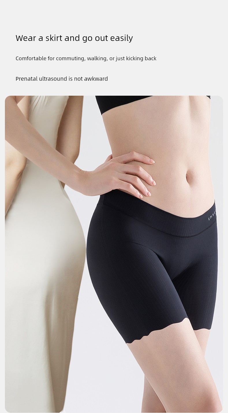 Manxi Maternity 2-in-1 Safety Shorts Anti-Exposure Underwear Low and High Waist Leggings Spring/Summer Thin Ice Silk Shorts — 20